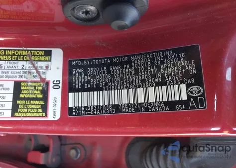 2016 Toyota Corolla Le из США, поврежденный, VIN 2T1BURHE7GC730909